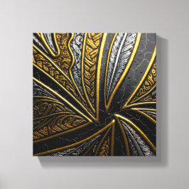 Gilded Fusion–Black & Gold Engraved Metal Wall Art Leinwanddruck