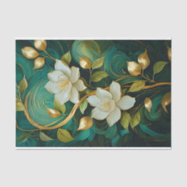 Gilded Gardenia Blooms, White Formal Tropical Seidenpapier