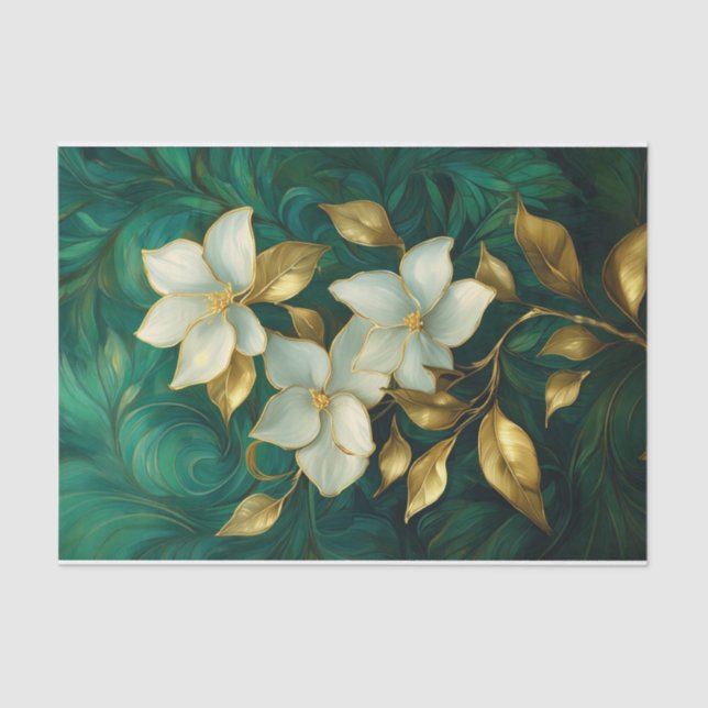 Gilded Gardenia Elegance, formelle Blume Seidenpapier (Vorderseite)