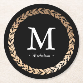 Gilded Garland Mit Monogramm Cocktail Runder Pappuntersetzer