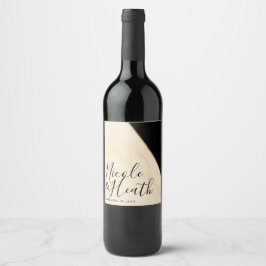 Gilded Geometry Luxe Ivory & Gold Marble Wedding Weinetikett