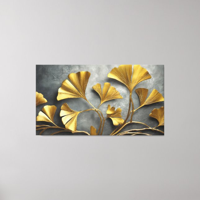 Gilded Ginkgo: Metallkunst Leinwanddruck (Vorderseite)