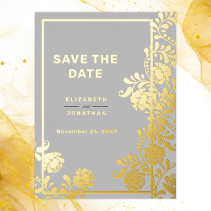 Gilded Glamour Wedding Save the Date Folie Einladungspostkarte