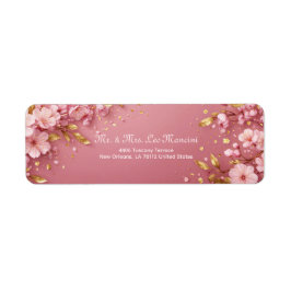 Gilded Gold Leaf Pink Cherry Blossom