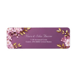 Gilded Gold Leaf Pink Cherry Blossom Purple