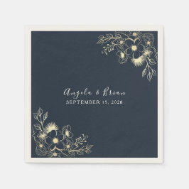 Gilded Gold Navy Napkins Serviette