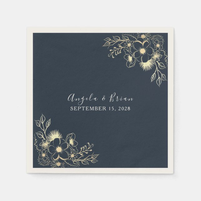Gilded Gold Navy Napkins Serviette (Vorderseite)