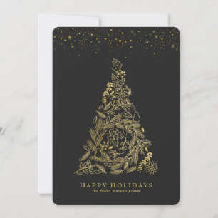 Gilded Gold Tree Corporate Holiday Card Feiertagskarte