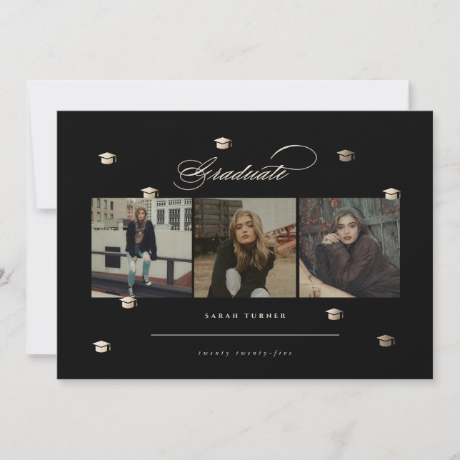 Gilded Graduate | Eleganter Abschluss Einladung (Vorderseite)