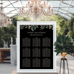 Gilded Greenery Black   Weihnachtsfeier Poster