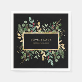 Gilded Greenery Black | Weihnachtsfeiertage Serviette