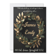 Gilded Greenery on Black | Hochzeitseinladung