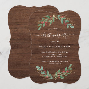 Gilded Greenery Rustikale Weihnachten- oder Feiert Einladung