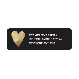 Gilded Heart Address Label - Schwarz