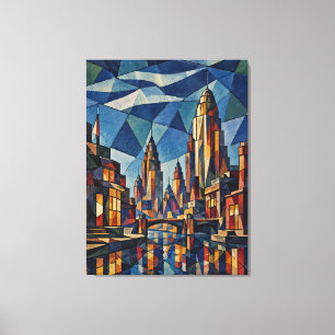 Gilded Horizon Art Deco Architektonische Kubistisc Leinwanddruck