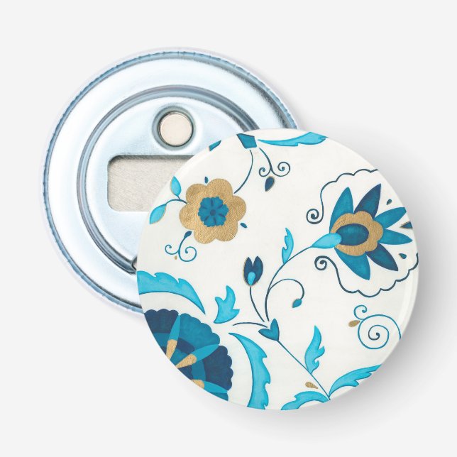 Gilded Indigo Blume mit weißem Hintergrund Flaschenöffner (Vorderseite)