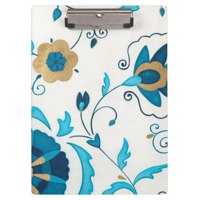 Gilded Indigo Blume mit weißem Hintergrund Klemmbrett (Vorderseite)