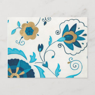 Gilded Indigo Blume mit weißem Hintergrund Postkarte