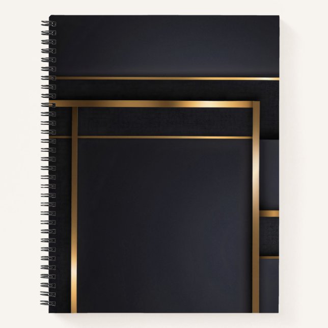 Gilded Intersections — Minimalist Black & Gold Notizbuch (Vorderseite)