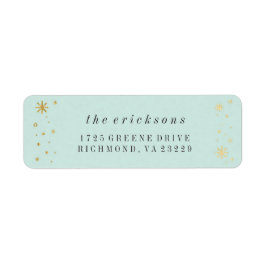 Gilded Joy Mint & Gold Foil Holiday Address Label