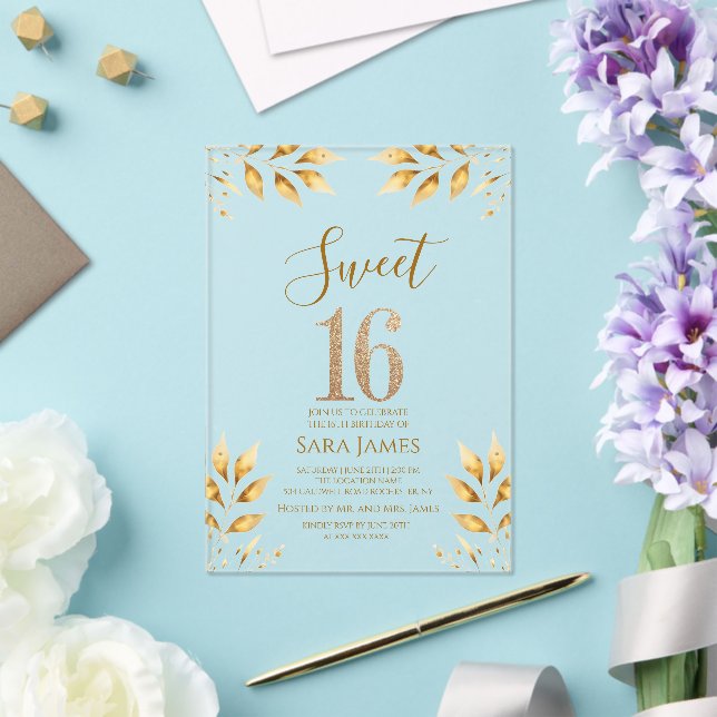 Gilded Majesty Sweet 16 Acrylic Invitation Acryleinladungen (In Situ (Hochzeit))