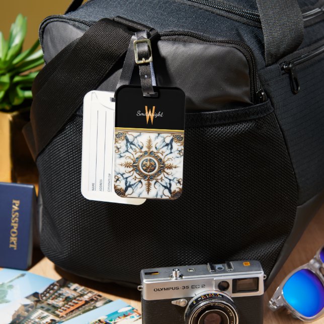 Gilded Marble Inlay Gepäckanhänger (Vorderseite & Rückseite)