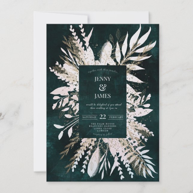 Gilded Meadow wow Bouquet, Smaragdgrün Feiertagskarte (Vorderseite)