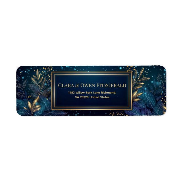 Gilded Midnight Navy Botanical Return Address (Vorne)