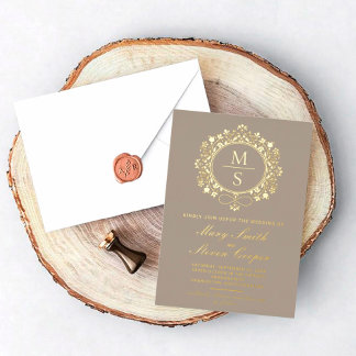 Gilded Monogram Wedding Einladungen