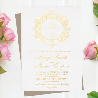 Gilded Monogram Wedding Einladungen