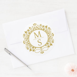 Gilded Monogram Wedding Runder Aufkleber