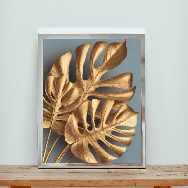 Gilded Monstera on Azure Fotodruck (Von Creator hochgeladen)