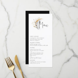 Gilded Moon Boho Floral Wedding Menu Menükarte
