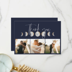 Gilded Moon Phase Wedding Foto Danke Karte