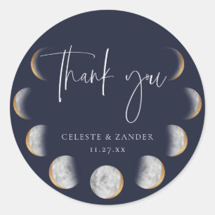 Gilded Moon Phases Wedding Danke Runder Aufkleber