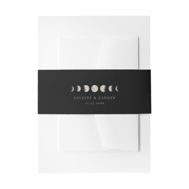 Gilded Moon Phases Wedding Invitation Bly Band (Vorderseite Beispiel)