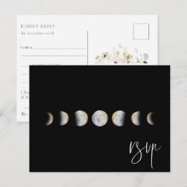 Gilded Moon Phases Wedding RSVP Song Request Einladungspostkarte