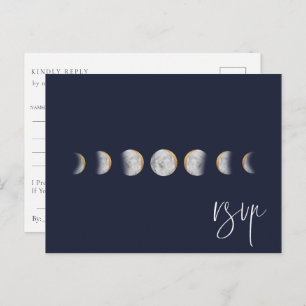 Gilded Moon Phases Wedding RSVP Song Request Einladungspostkarte