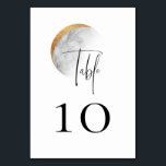 Gilded Moon Wedding Tischnummer<br><div class="desc">Eleganter,  vergoldeter Mond mit Aquarellfarbe,  Tischnummer-Karte. Bei der Bestellung von Tischnummern muss jede Karte nummeriert und einzeln bestellt werden.</div>