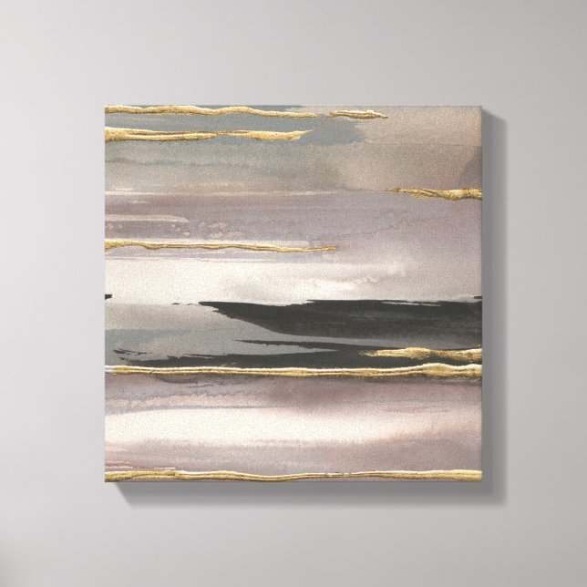 Gilded Morning Fog II Gold Abstrakt Print Leinwanddruck (Vorderseite)