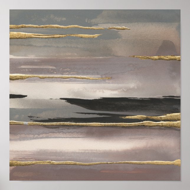 Gilded Morning Fog II Gold Abstrakt Print Poster (Vorne)
