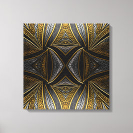 Gilded Mosaic Luxe – Black & Gold Tiled Metal Wall Leinwanddruck