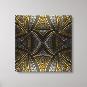 Gilded Mosaic Luxe – Schwarze und goldene Metallwa Leinwanddruck