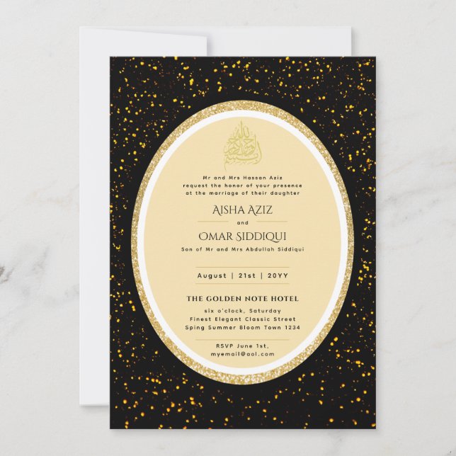 Gilded Nikah Wedding Einladung Chic Ismic Gold (Vorderseite)