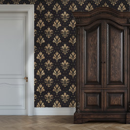 Gilded Noir Damask Princesscore Tapete