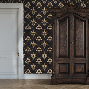 Gilded Noir Damask Princesscore Tapete