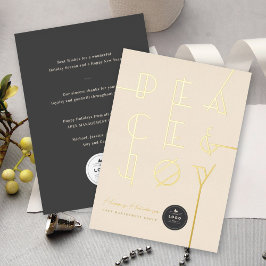 Gilded Peace & Joy Geo Lines Typografy Business Folien Feiertagskarte