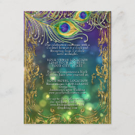 Gilded Peacock Feathers Jewel Gold Wedding Details Begleitkarte