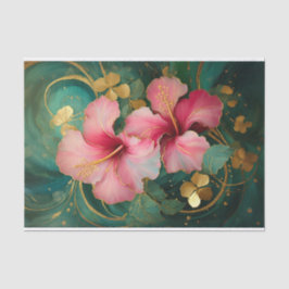 Gilded Pink Hibiskus Gold, Formal Florals Seidenpapier
