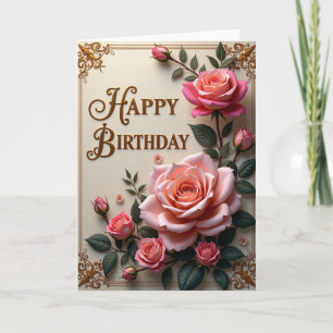 Gilded Rose Geburtstagskarte Karte